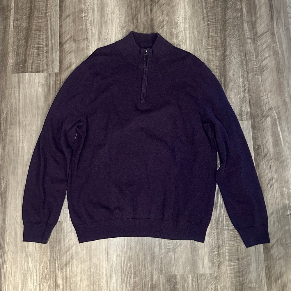 Jos. A. Bank Traveller Deep Purple Quarter Zip Pullover Sweater - 2XLT - Picture 2 of 7